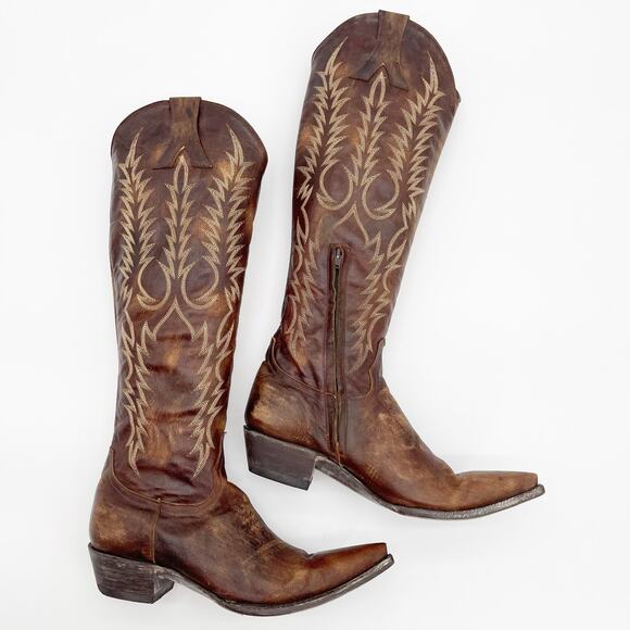 Old Gringo Women’s 9.5 Mayra Brass Brown Knee High Tall Western Cowgirl Boots - Picture 3 of 11